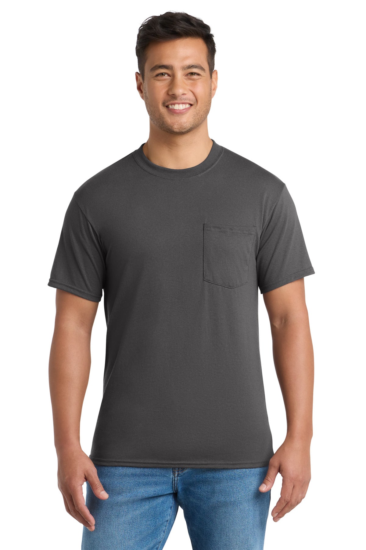 Port & Co Tall Core Blend Pocket Tee. PC55PT - Charcoal