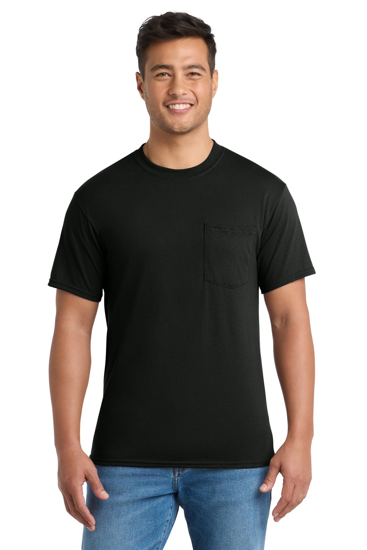 Port & Co Tall Core Blend Pocket Tee. PC55PT - Jet Black