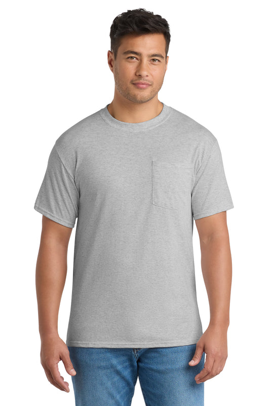 Port & Co Core Blend Pocket Tee. PC55P - Ash