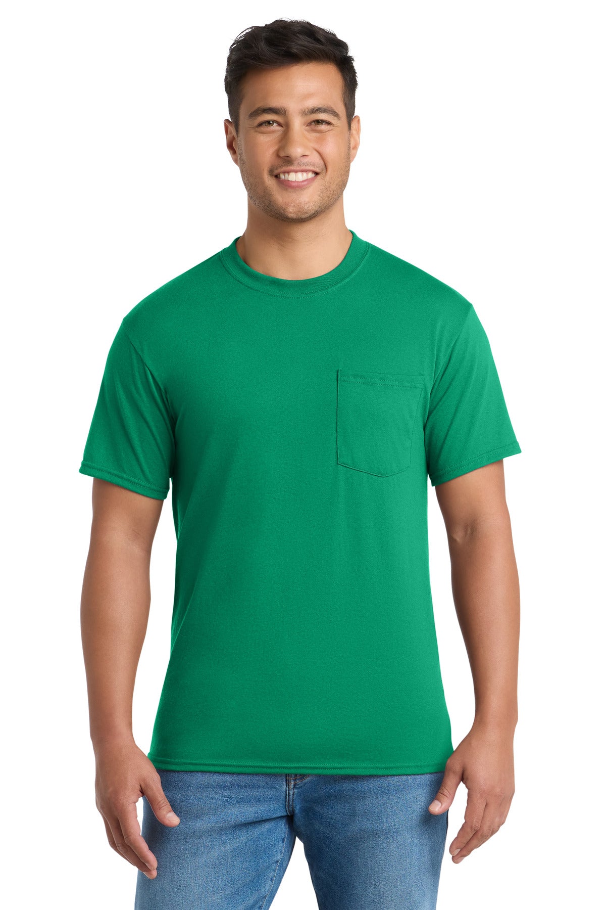 Port & Co Core Blend Pocket Tee. PC55P - Kelly