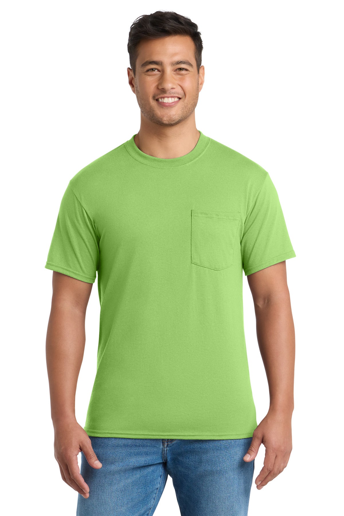 Port & Co Core Blend Pocket Tee. PC55P - Lime