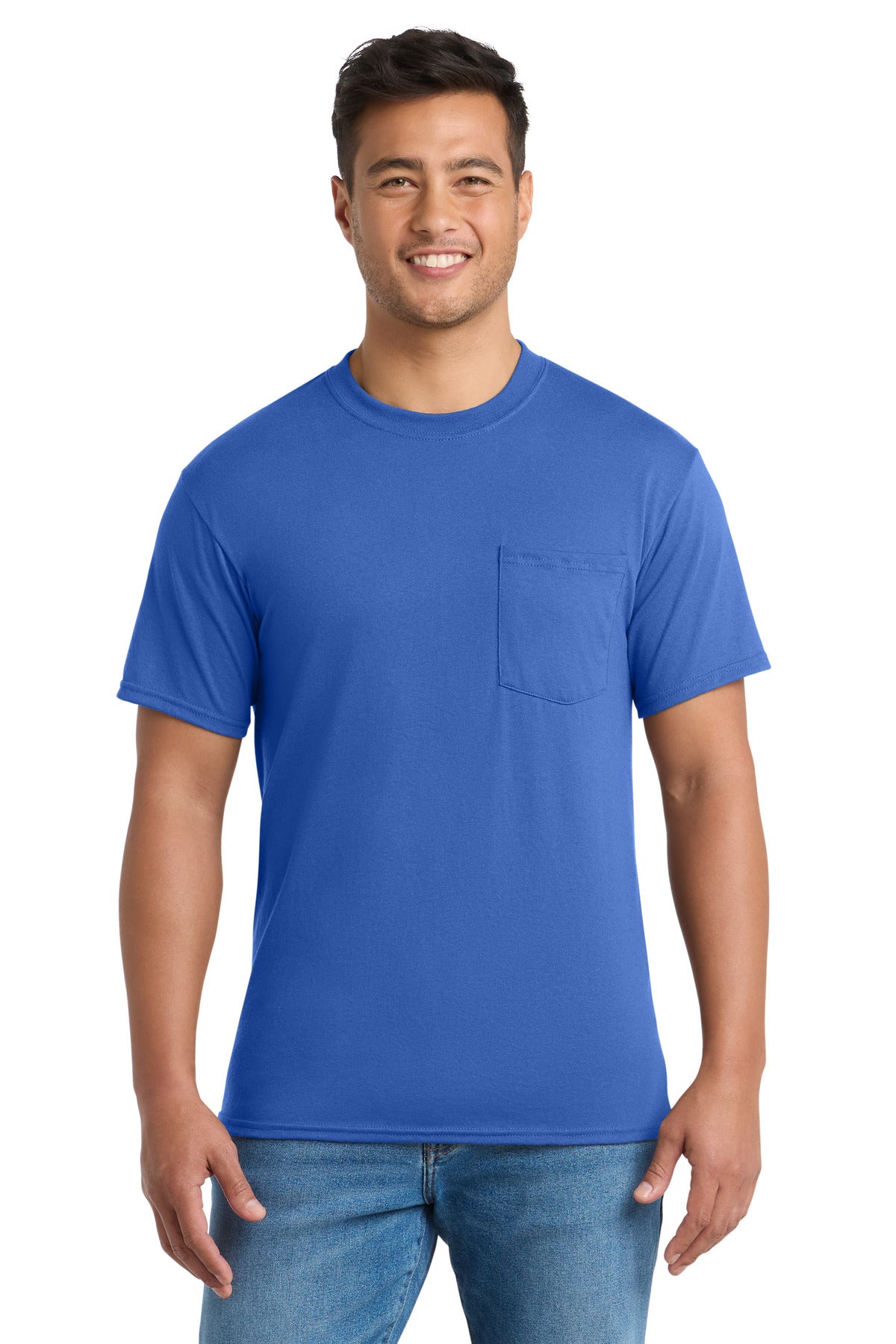 Port & Co Core Blend Pocket Tee. PC55P - Royal