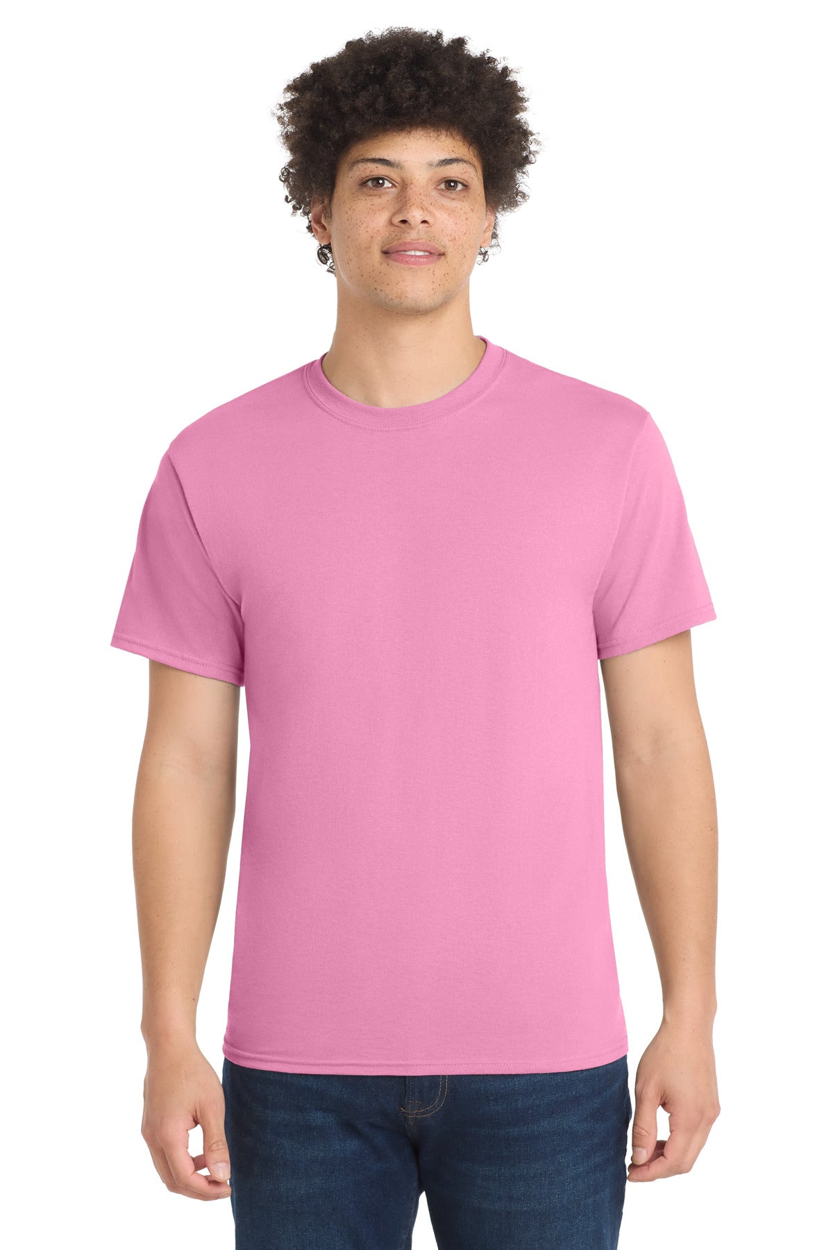 Port & Co Core Blend Tee.  PC55 - Candy Pink