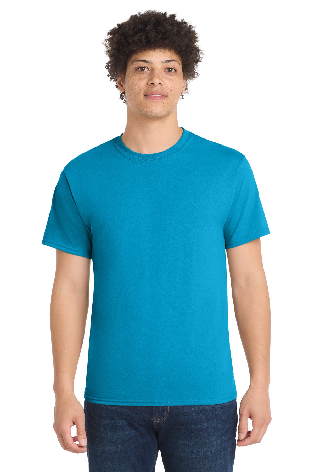 Port & Co Core Blend Tee.  PC55 - Neon Blue