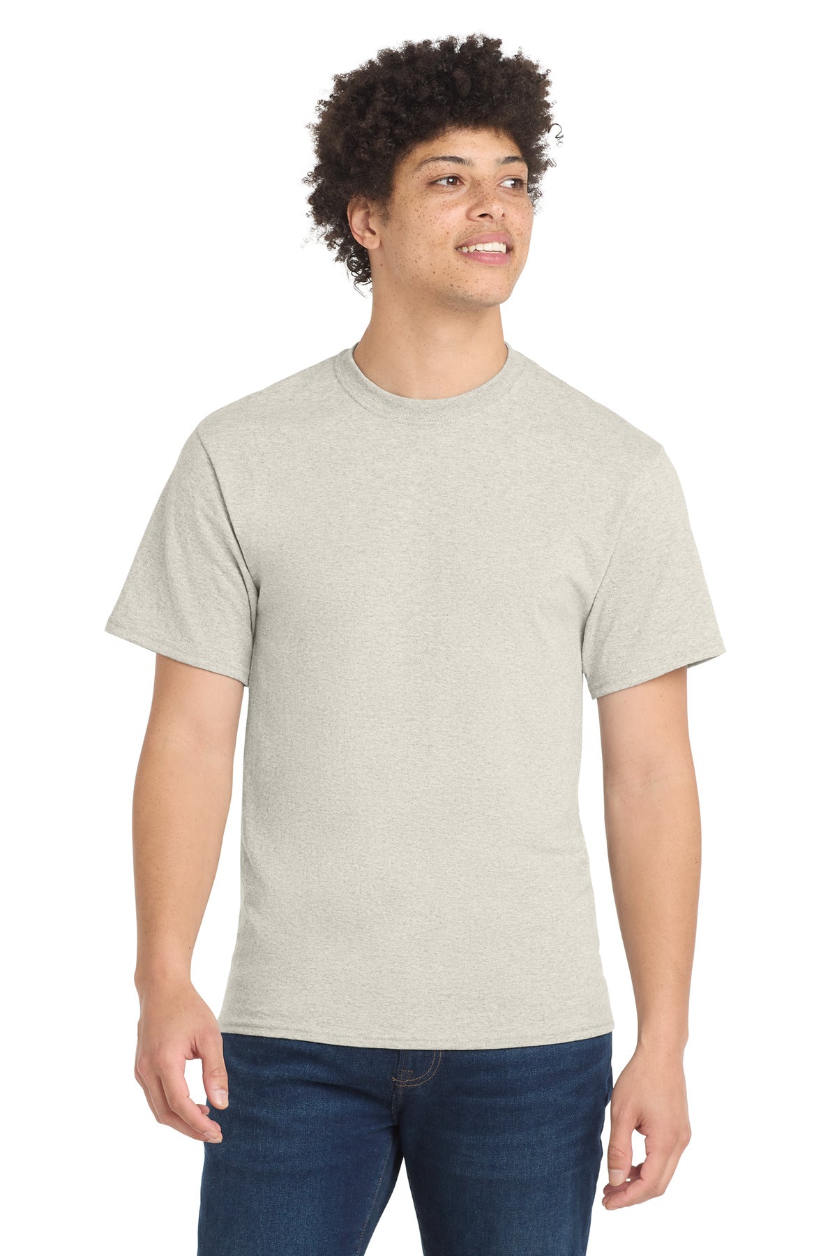 Port & Co Core Blend Tee.  PC55 - Oatmeal Heather