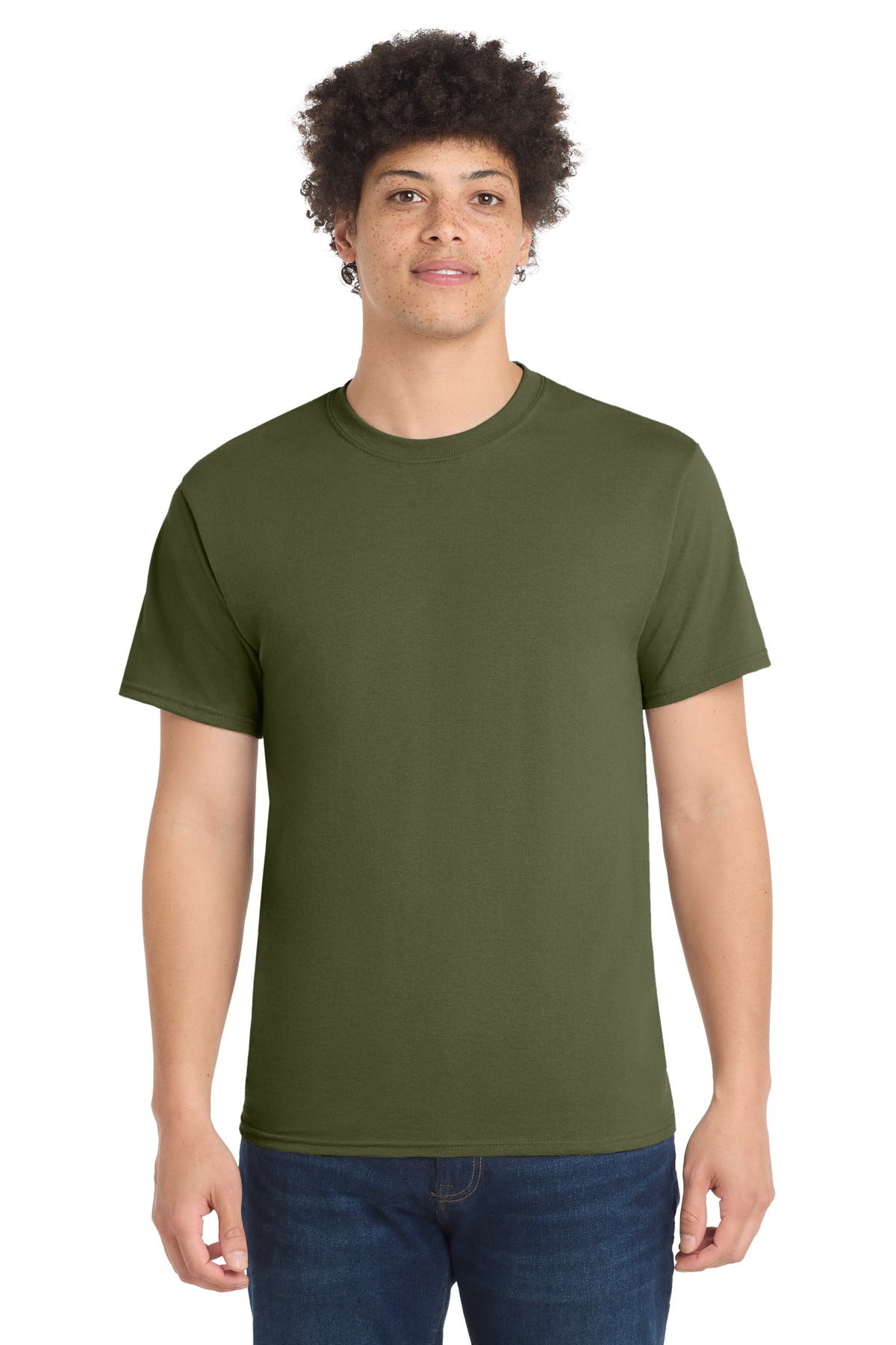 Port & Co Core Blend Tee.  PC55 - Olive Drab Green