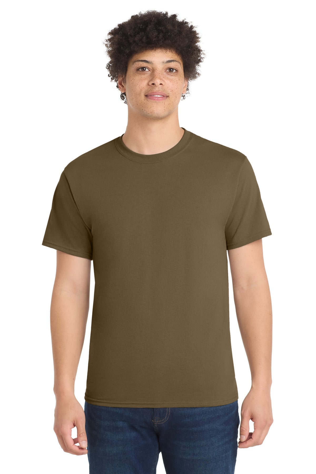 Port & Co Core Blend Tee.  PC55 - Woodland Brown