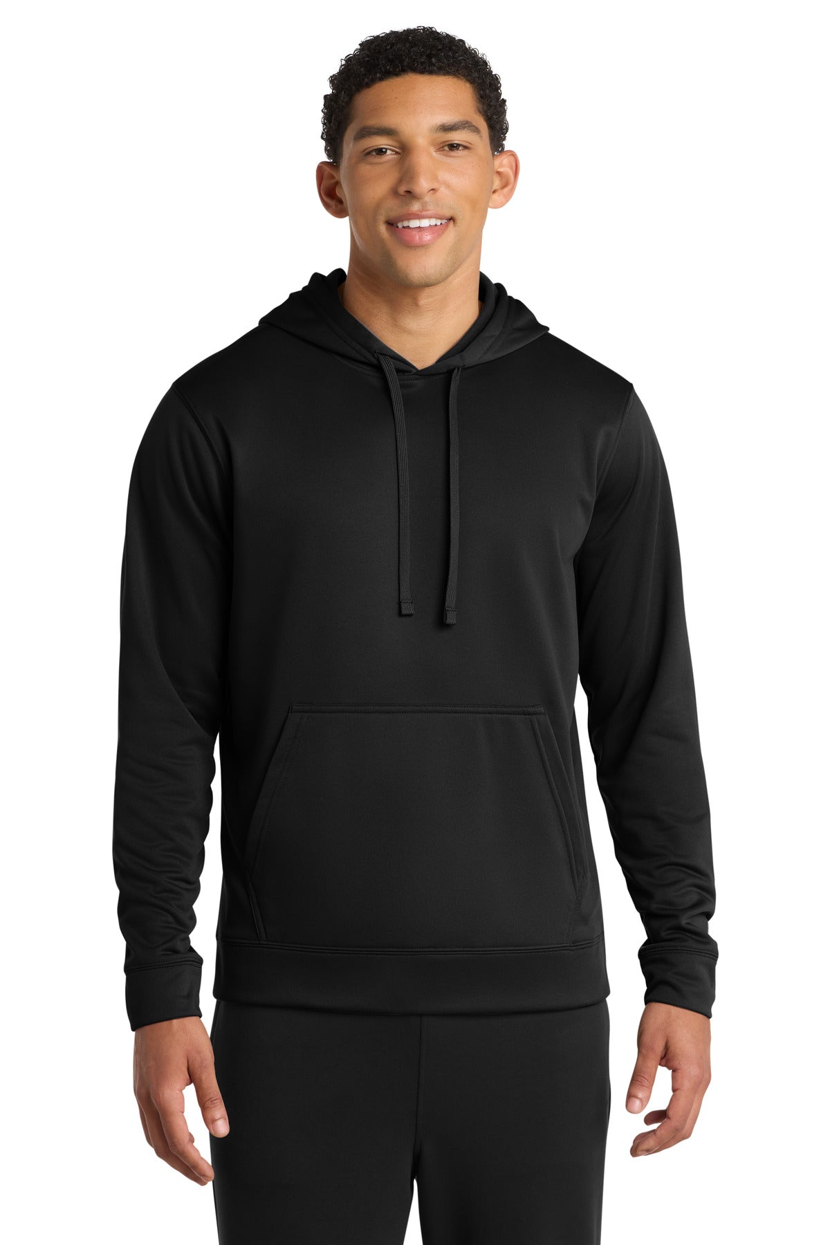 Port & Co Performance Fleece Pullover Hooded Sweatshirt. PC590H - Jet Black