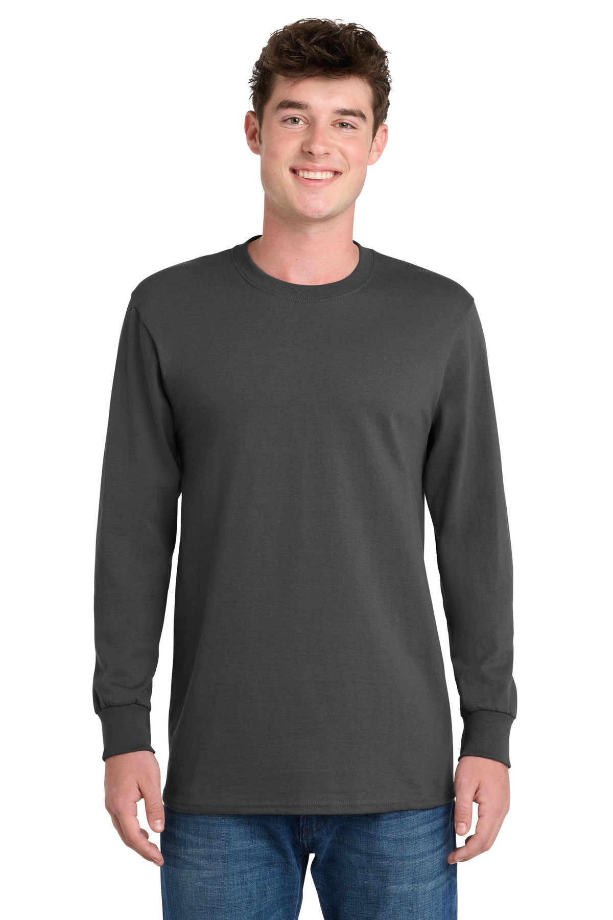 Port & Co Tall Long Sleeve Essential Tee. PC61LST - Charcoal