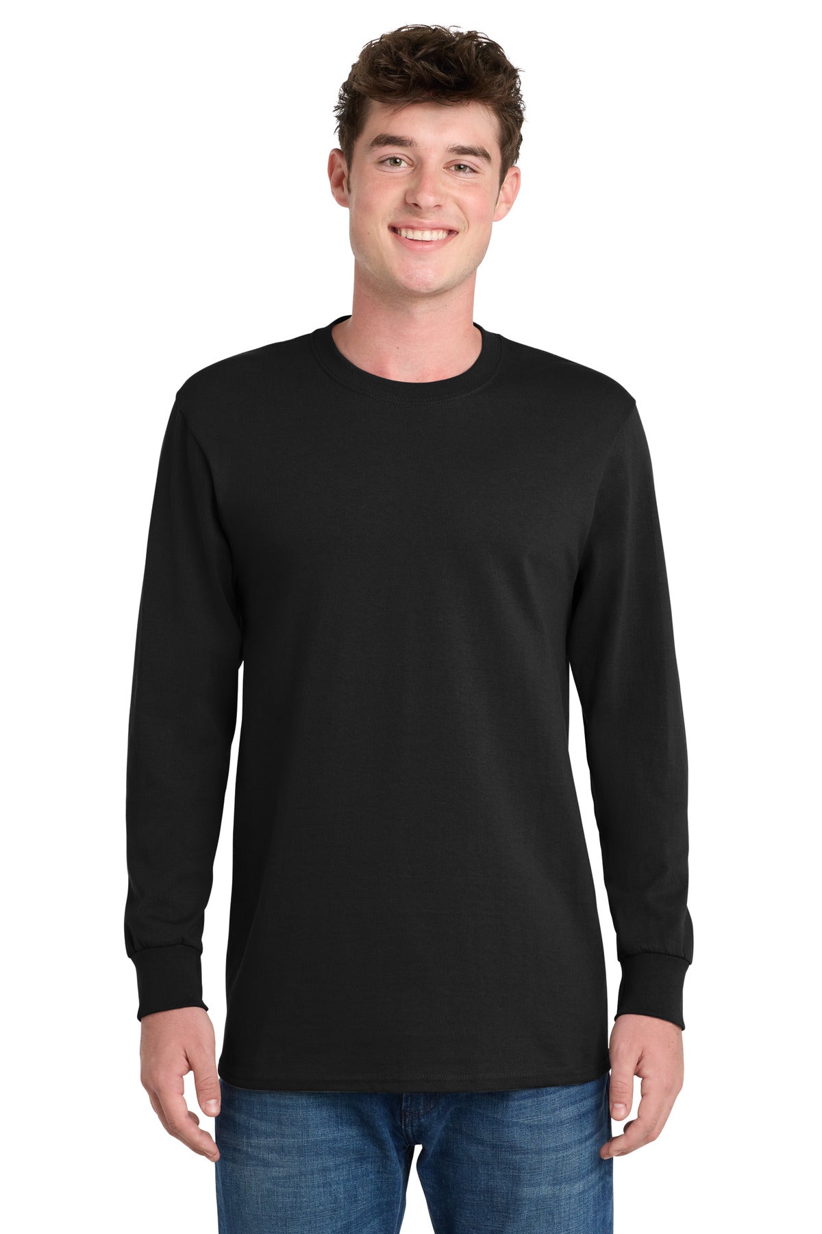 Port & Co Tall Long Sleeve Essential Tee. PC61LST - Jet Black