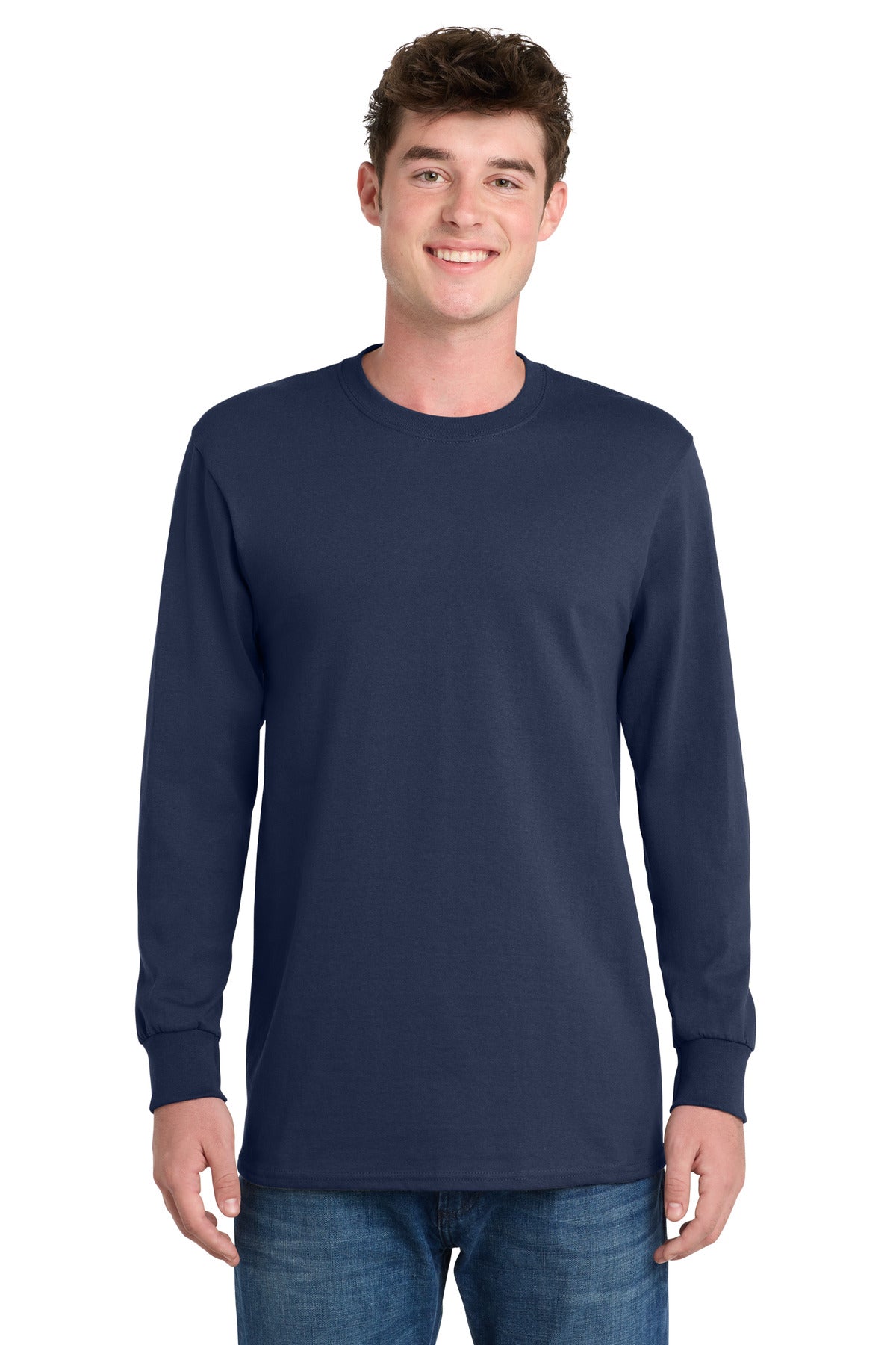 Port & Co Tall Long Sleeve Essential Tee. PC61LST - Navy