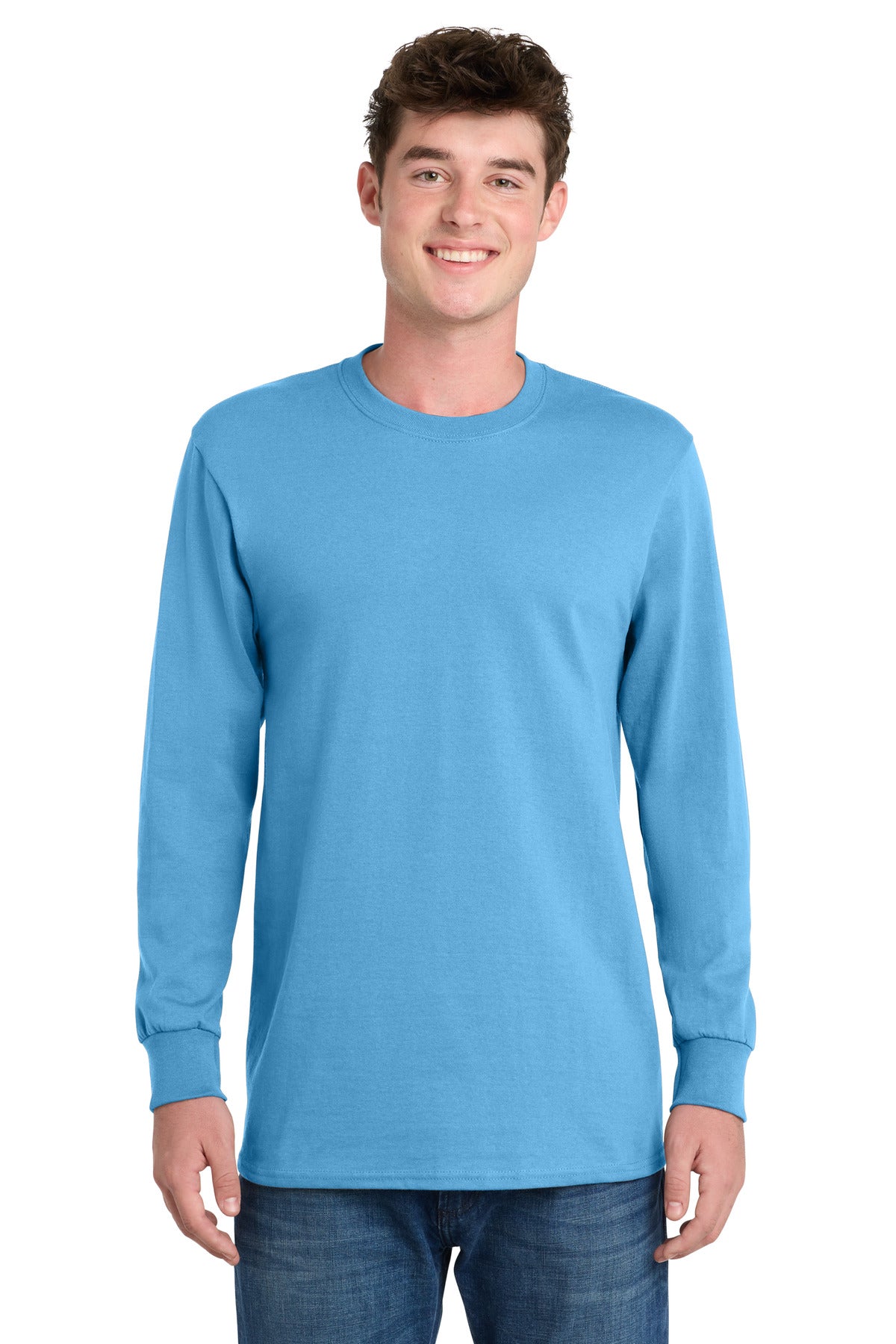 Port & Co Long Sleeve Essential Tee. PC61LS - Aquatic Blue