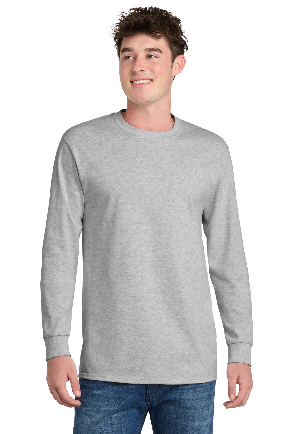 Port & Co Long Sleeve Essential Tee. PC61LS - Ash