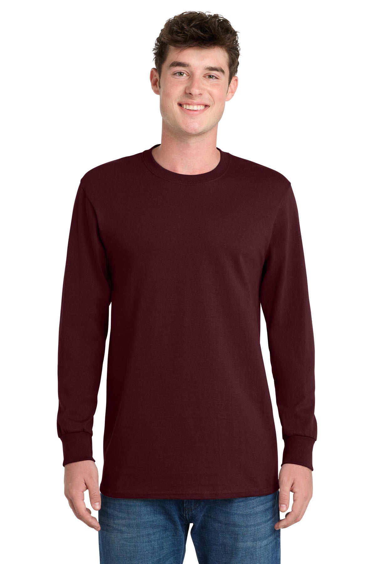 Port & Co Long Sleeve Essential Tee. PC61LS - Athletic Maroon