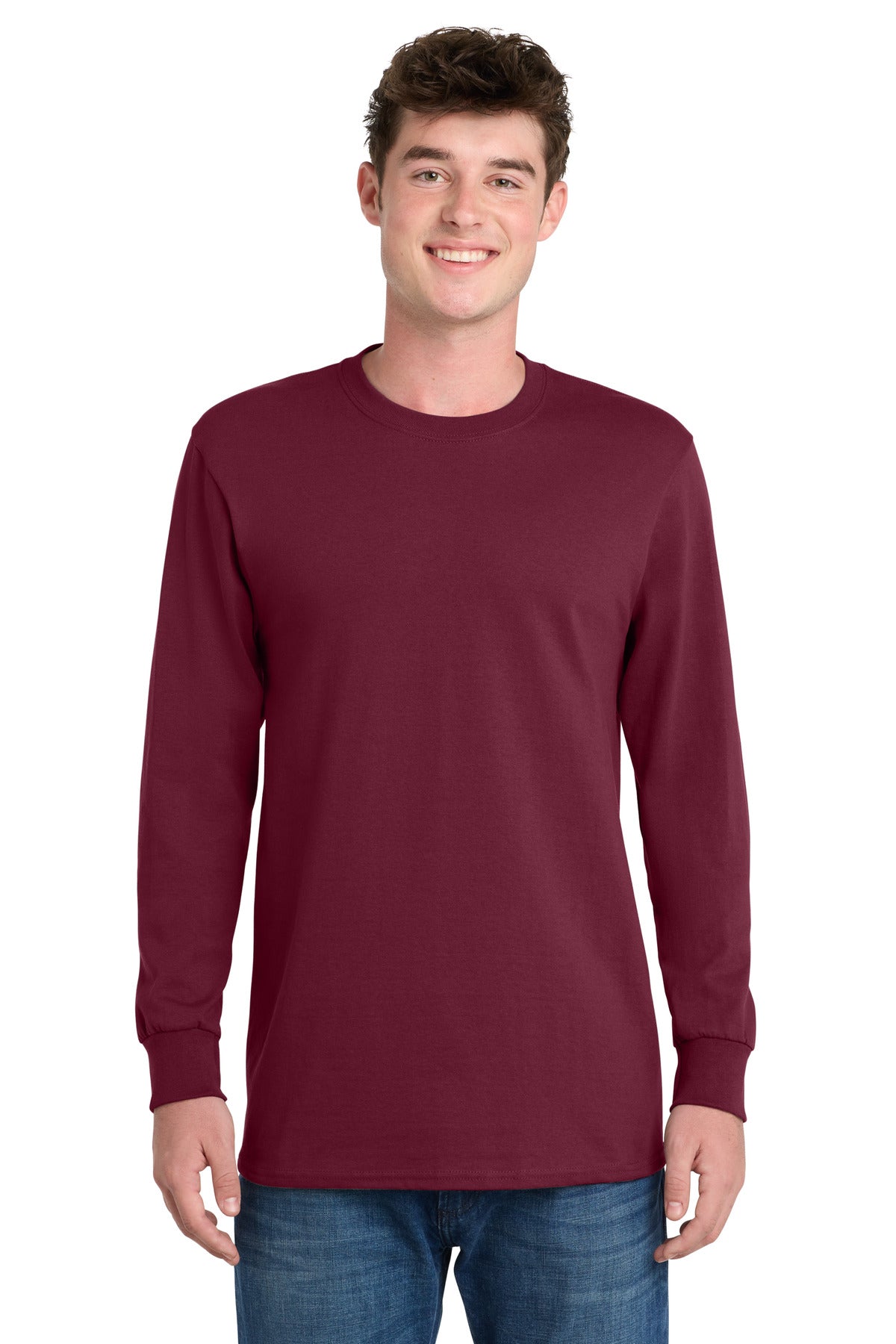 Port & Co Long Sleeve Essential Tee. PC61LS - Cardinal