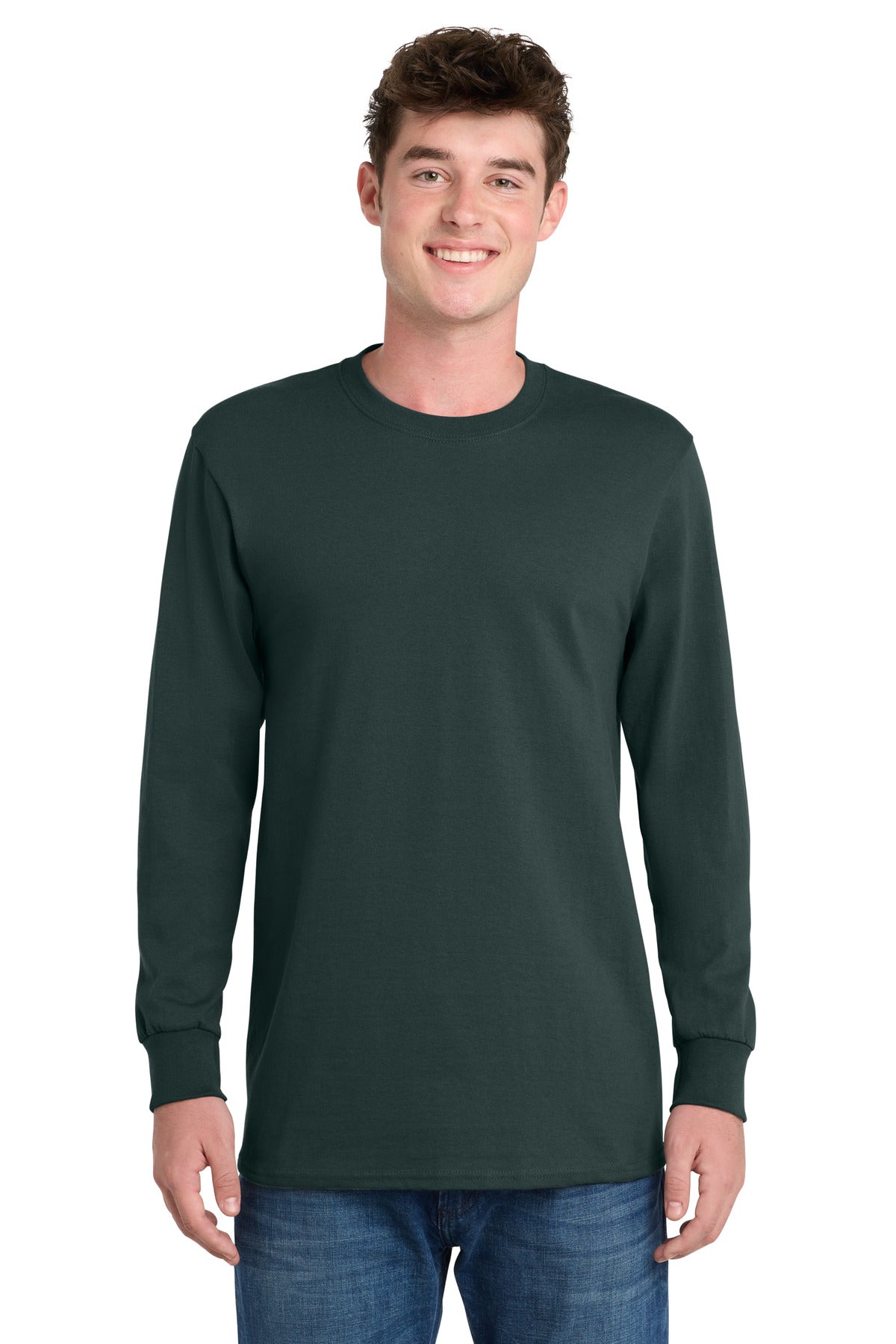 Port & Co Long Sleeve Essential Tee. PC61LS - Dark Green