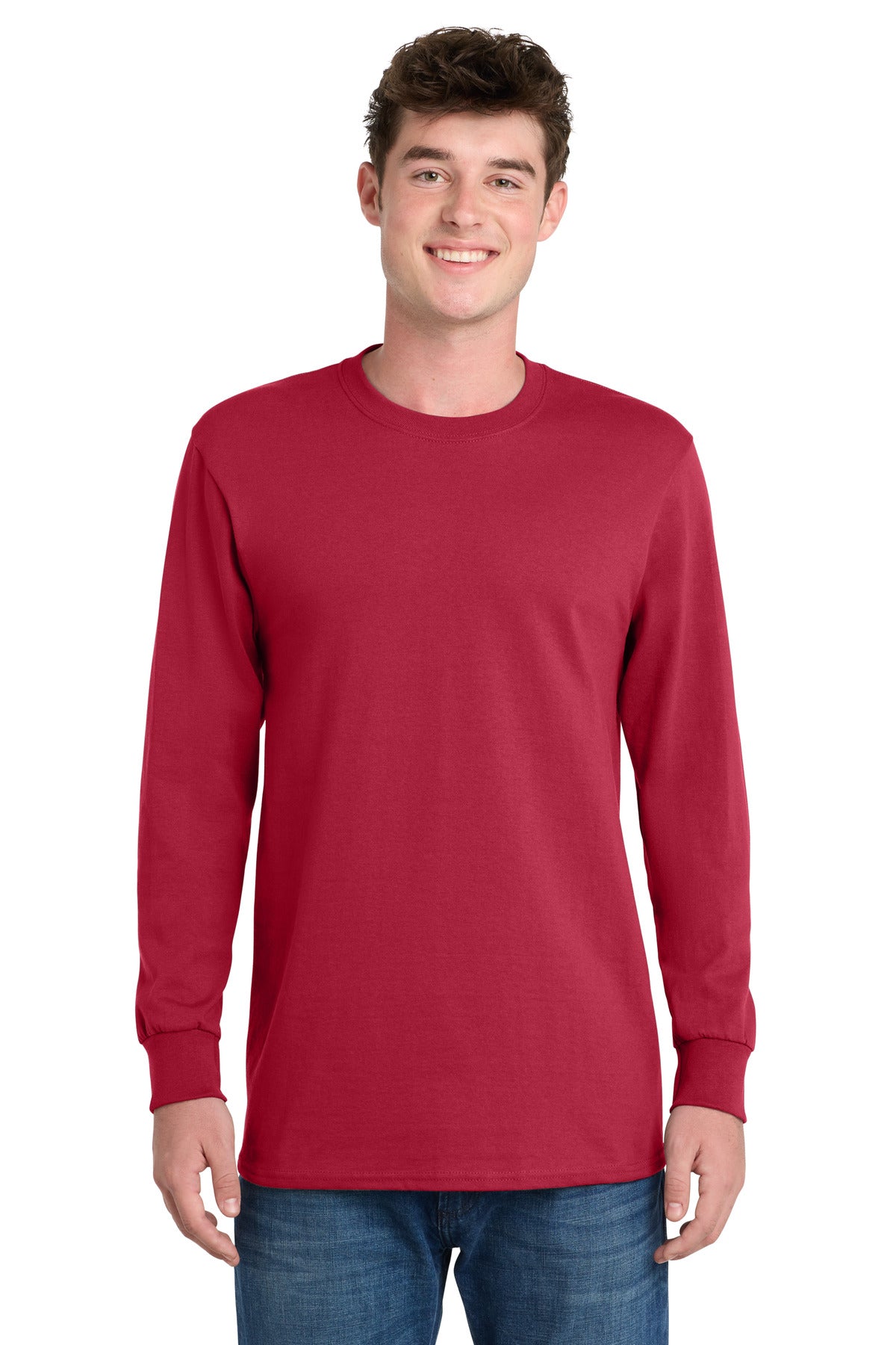 Port & Co Long Sleeve Essential Tee. PC61LS - Red