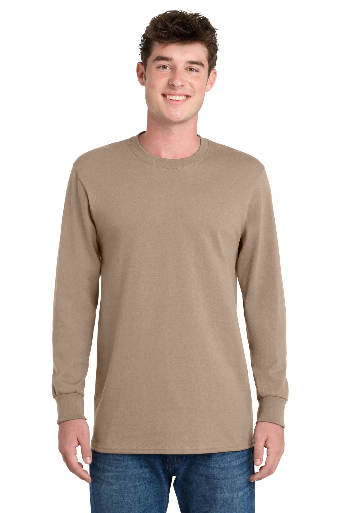 Port & Co Long Sleeve Essential Tee. PC61LS - Sand