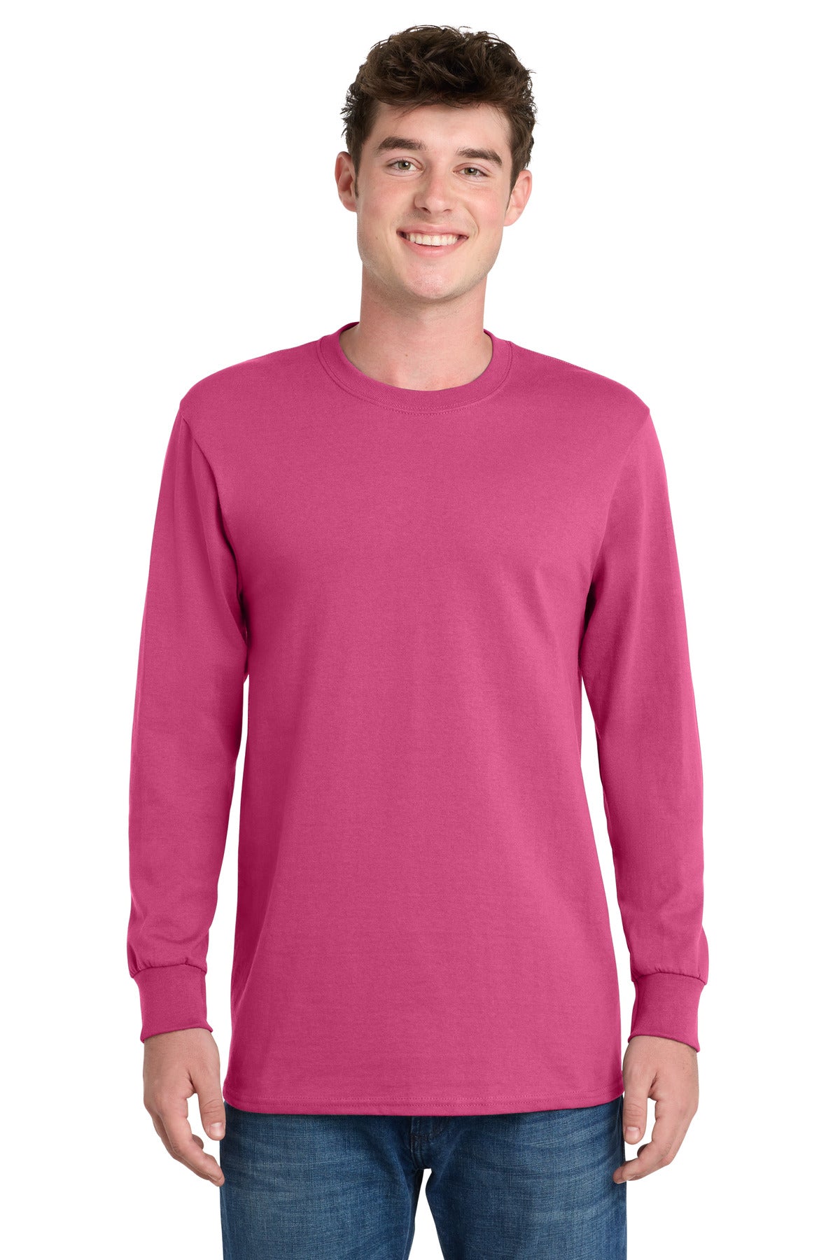 Port & Co Long Sleeve Essential Tee. PC61LS - Sangria
