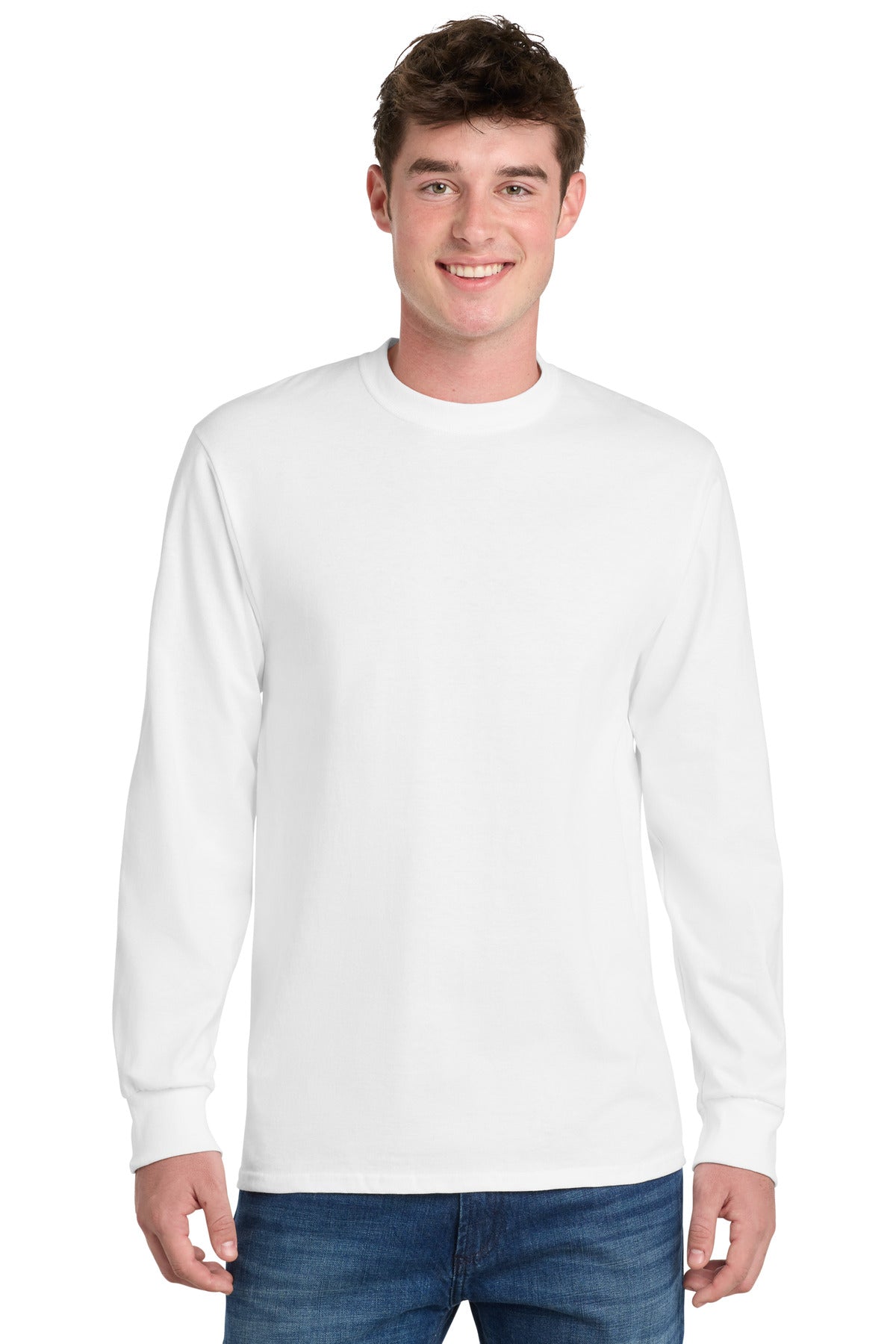 Port & Co Long Sleeve Essential Tee. PC61LS - White