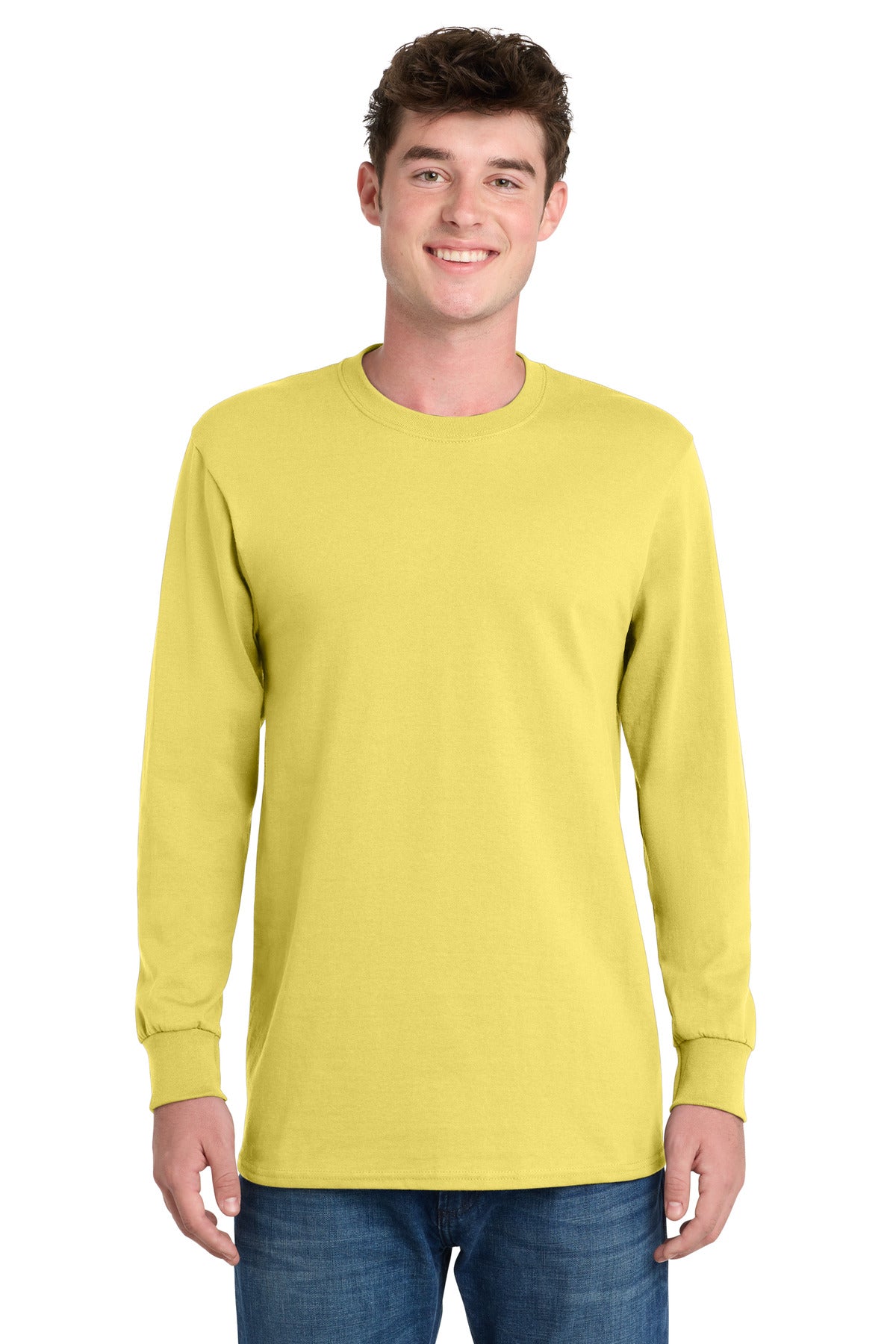 Port & Co Long Sleeve Essential Tee. PC61LS - Yellow