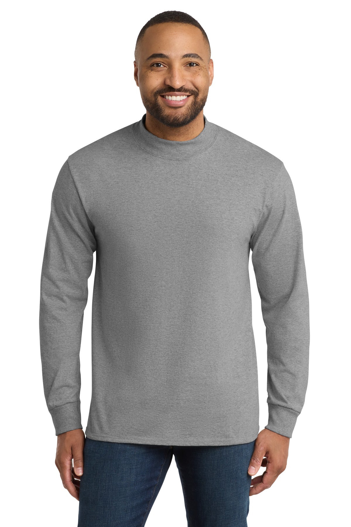Port & Co Essential Mock Turtleneck.  PC61M - Athletic Heather