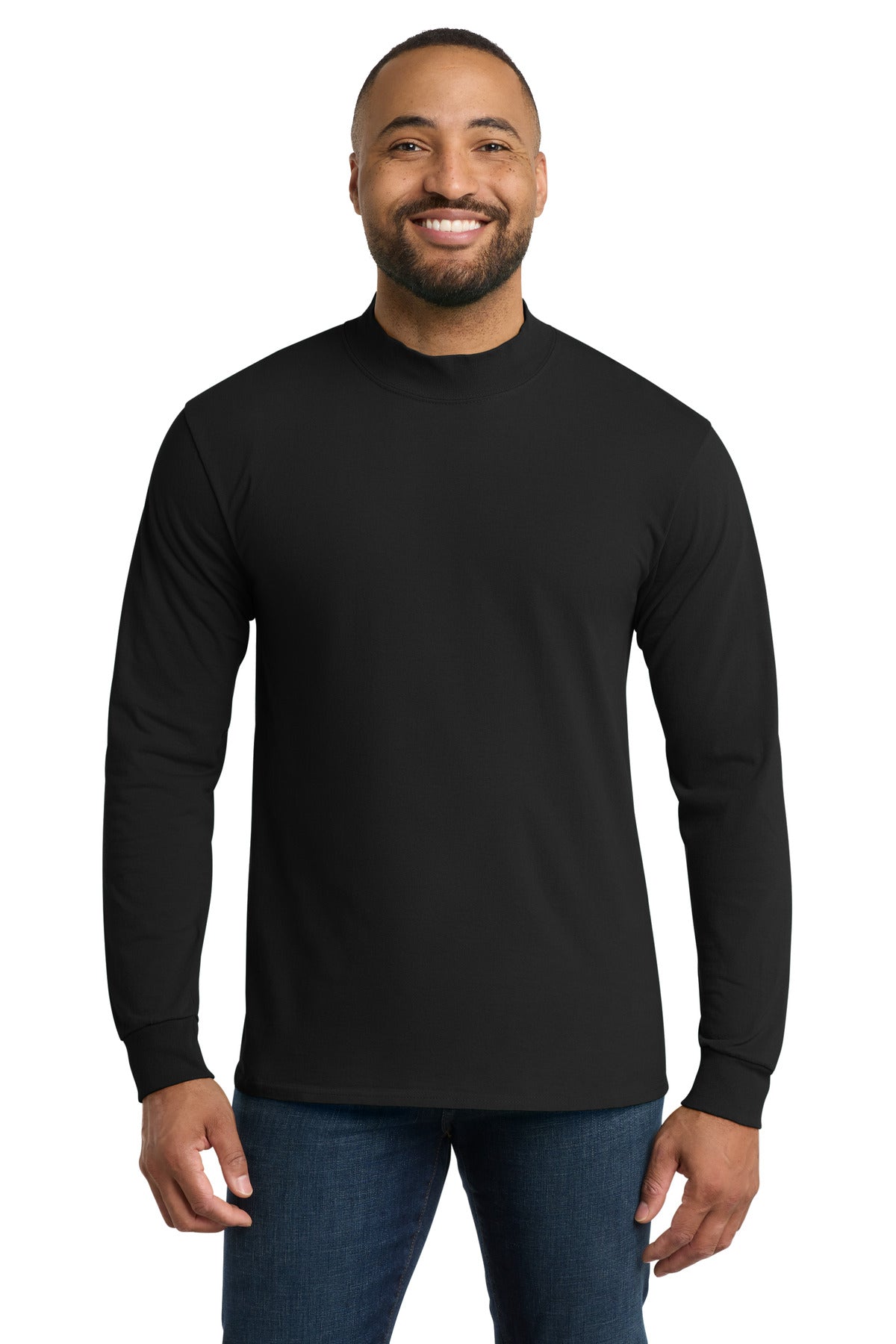 Port & Co Essential Mock Turtleneck.  PC61M - Jet Black