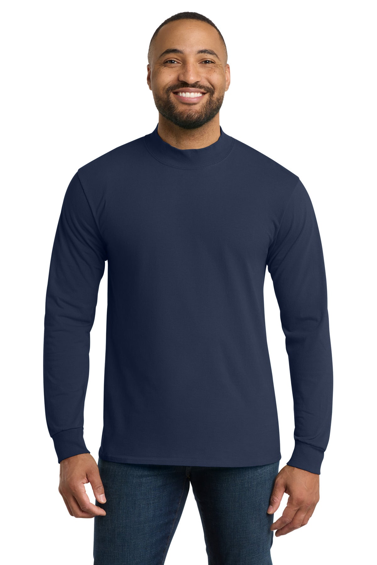 Port & Co Essential Mock Turtleneck.  PC61M - Navy