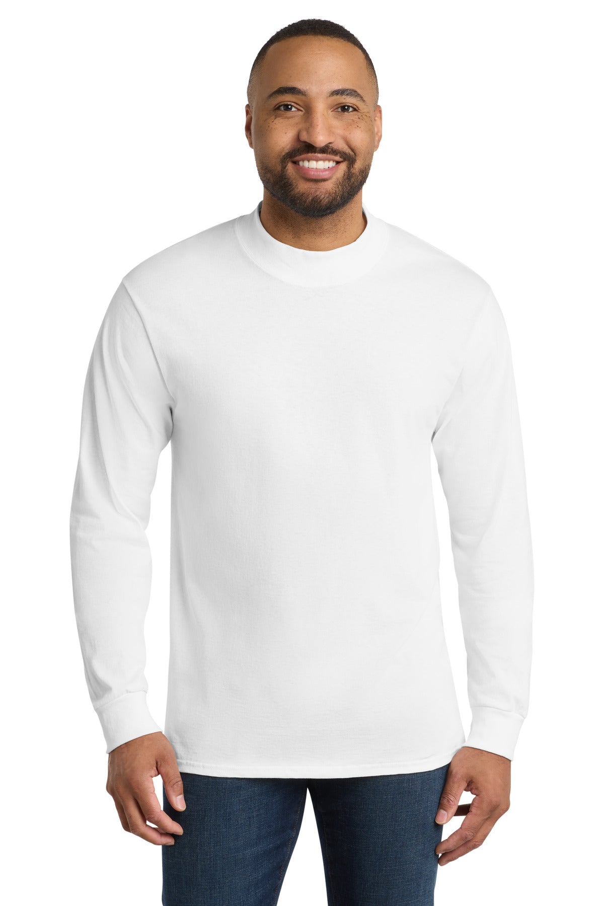 Port & Co Essential Mock Turtleneck.  PC61M - White