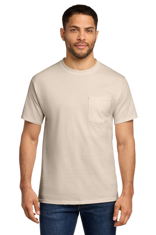 Port & Co Tall Essential Pocket Tee. PC61PT - Natural
