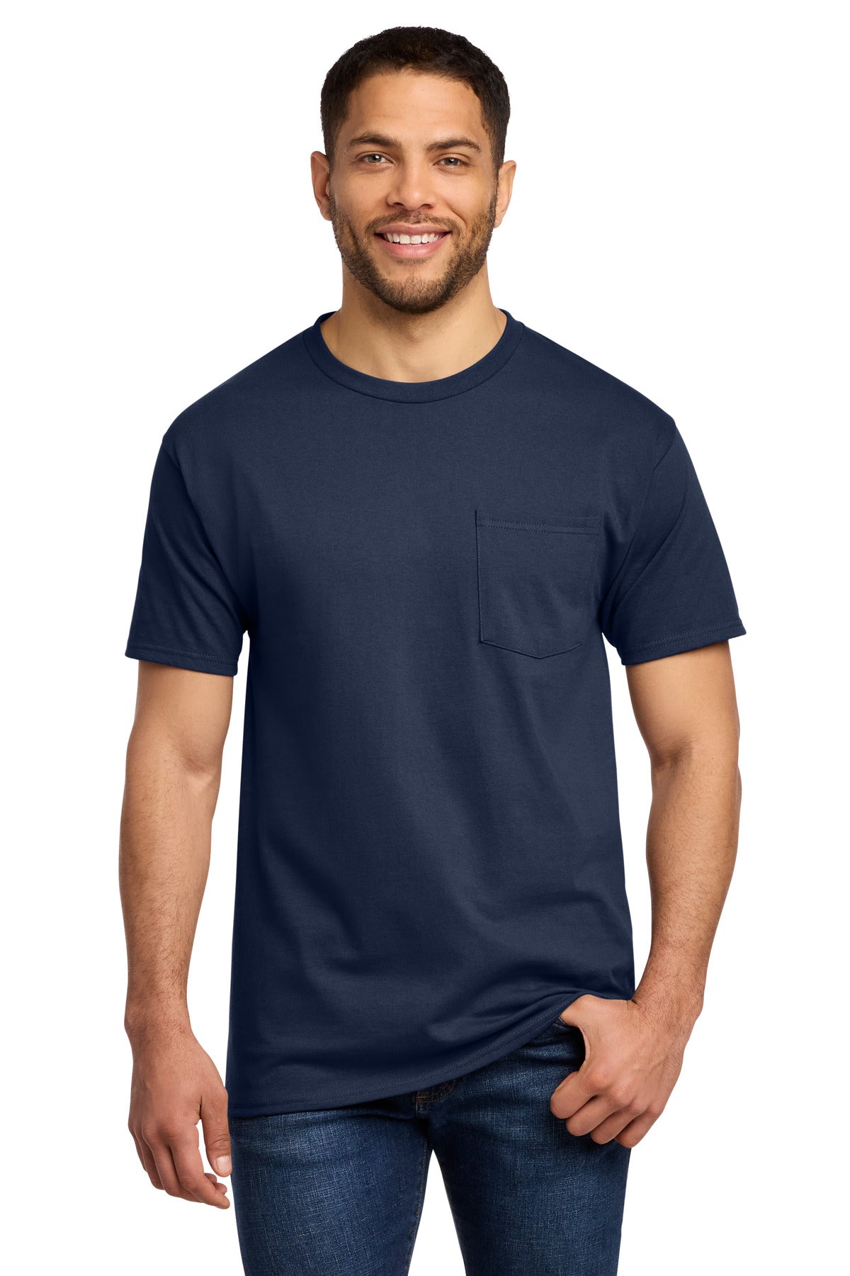 Port & Co Tall Essential Pocket Tee. PC61PT - Navy
