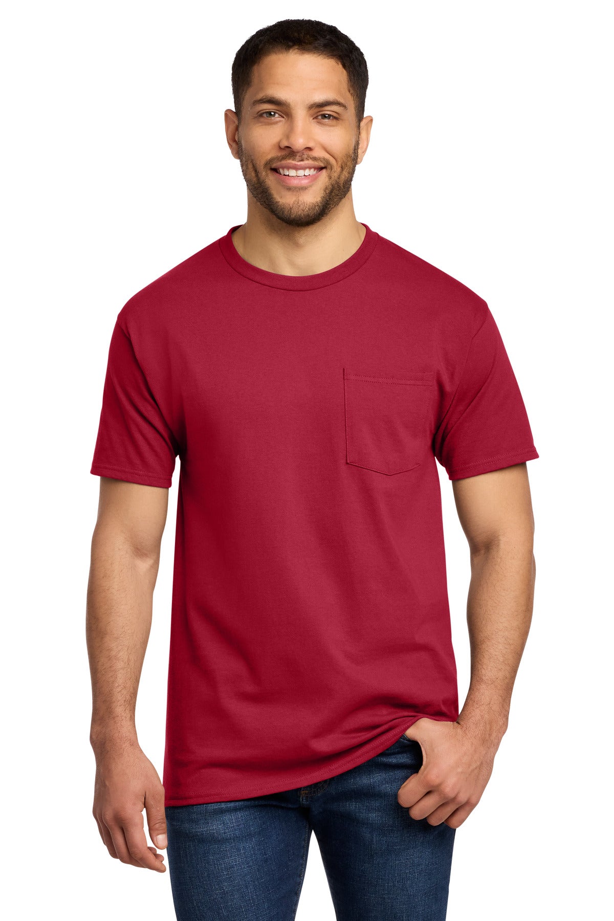 Port & Co Tall Essential Pocket Tee. PC61PT - Red