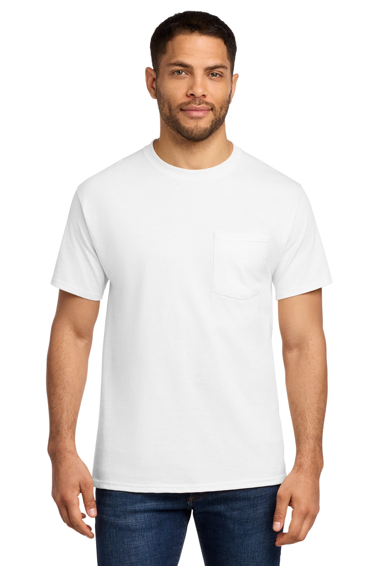 Port & Co Tall Essential Pocket Tee. PC61PT - White