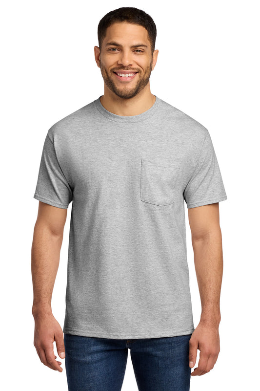 Port & Co Essential Pocket Tee. PC61P - Ash