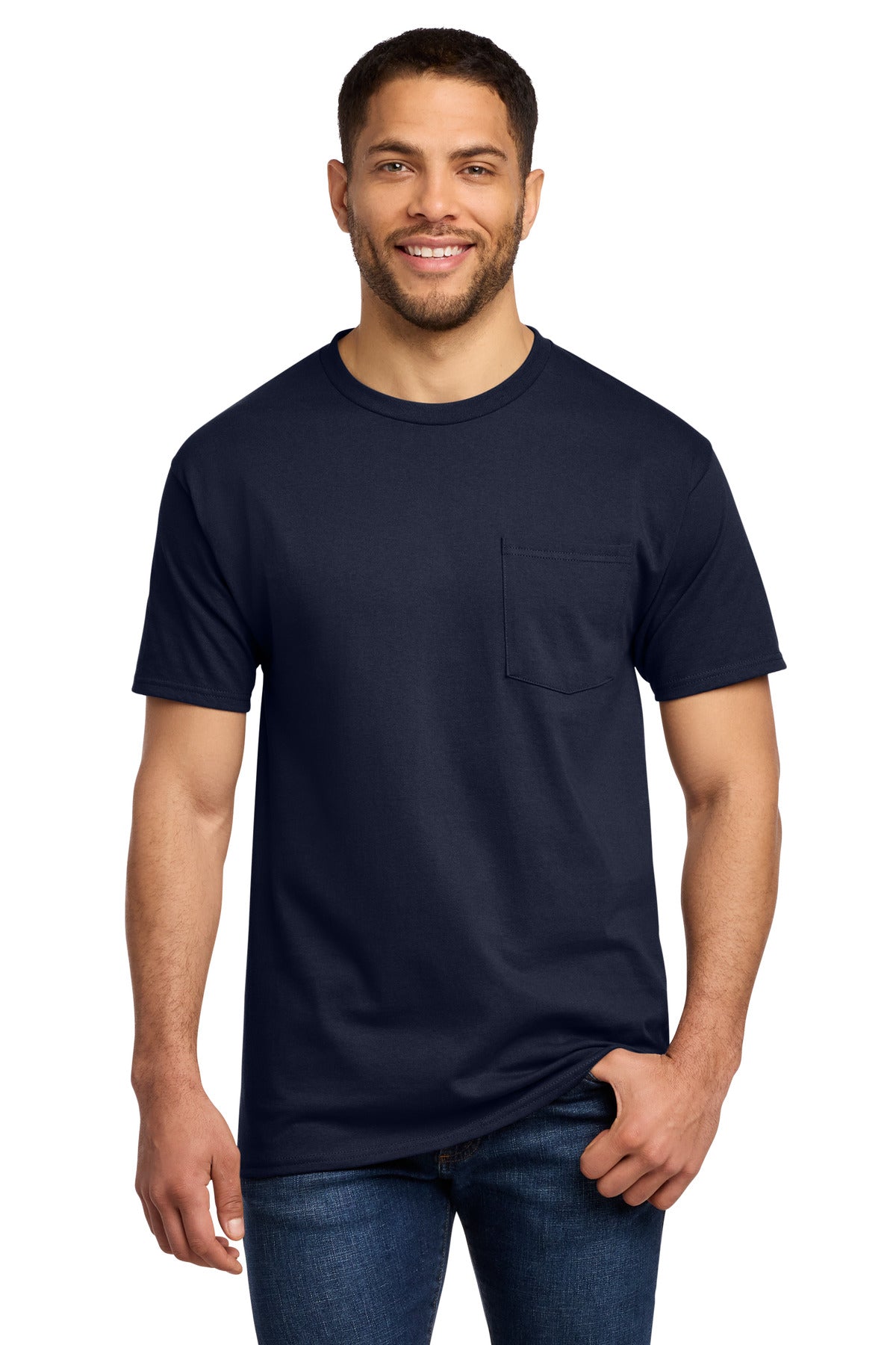 Port & Co Essential Pocket Tee. PC61P - Deep Navy