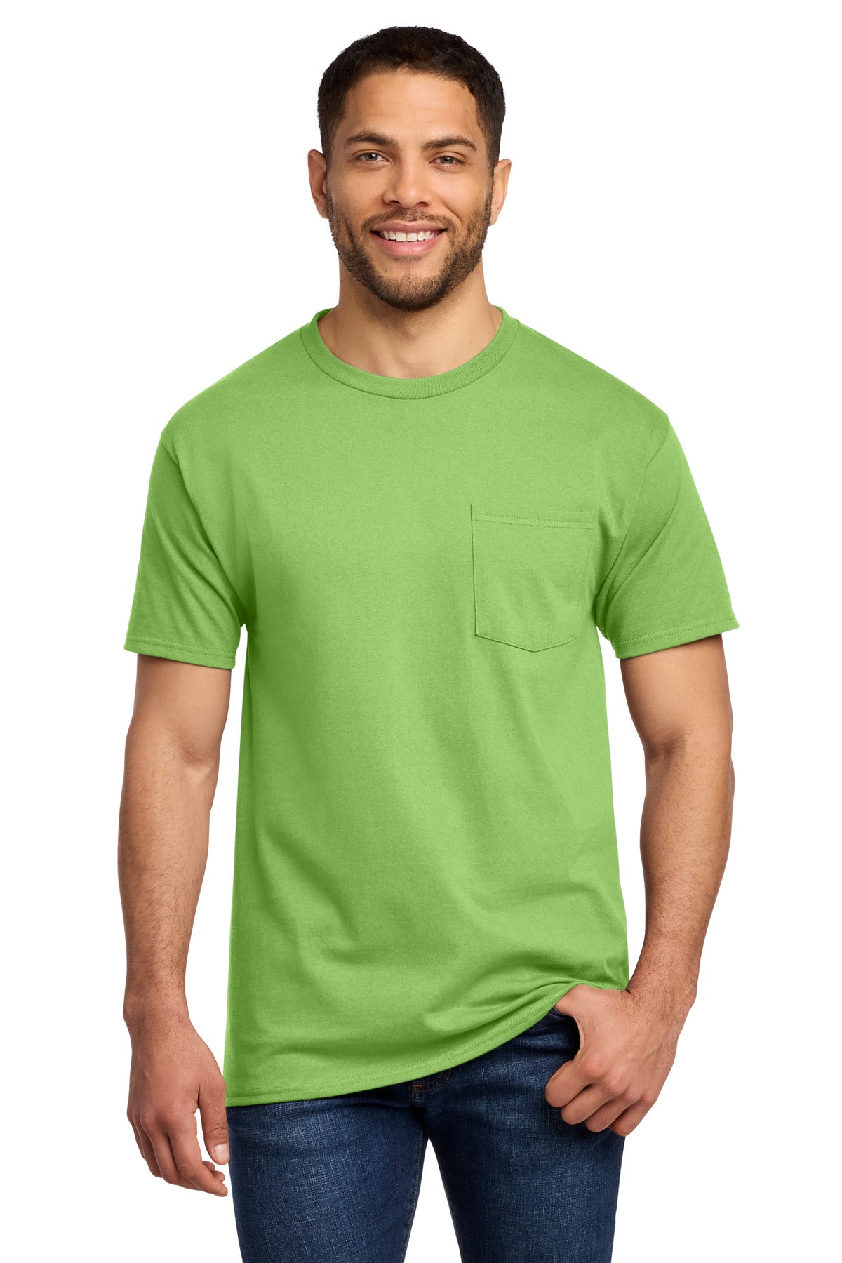 Port & Co Essential Pocket Tee. PC61P - Lime