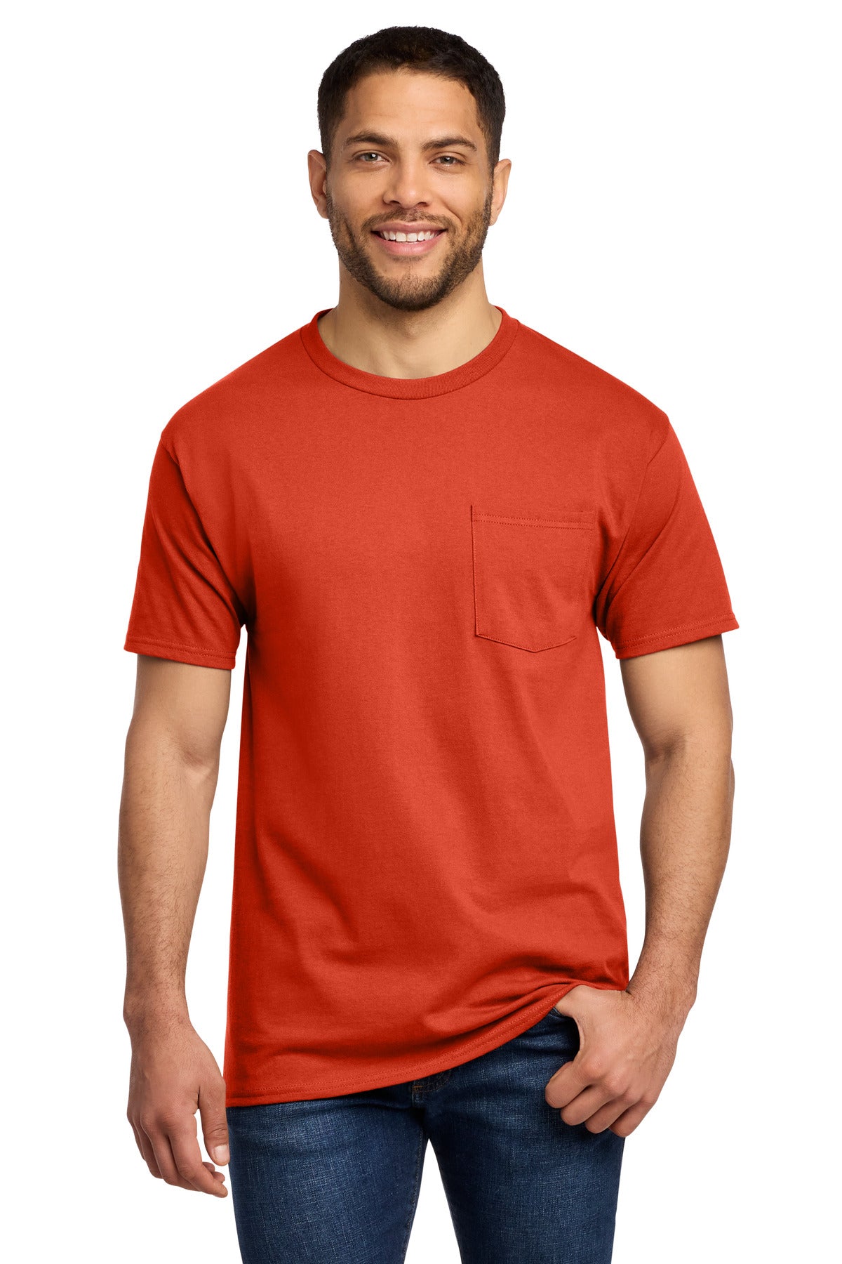Port & Co Essential Pocket Tee. PC61P - Orange