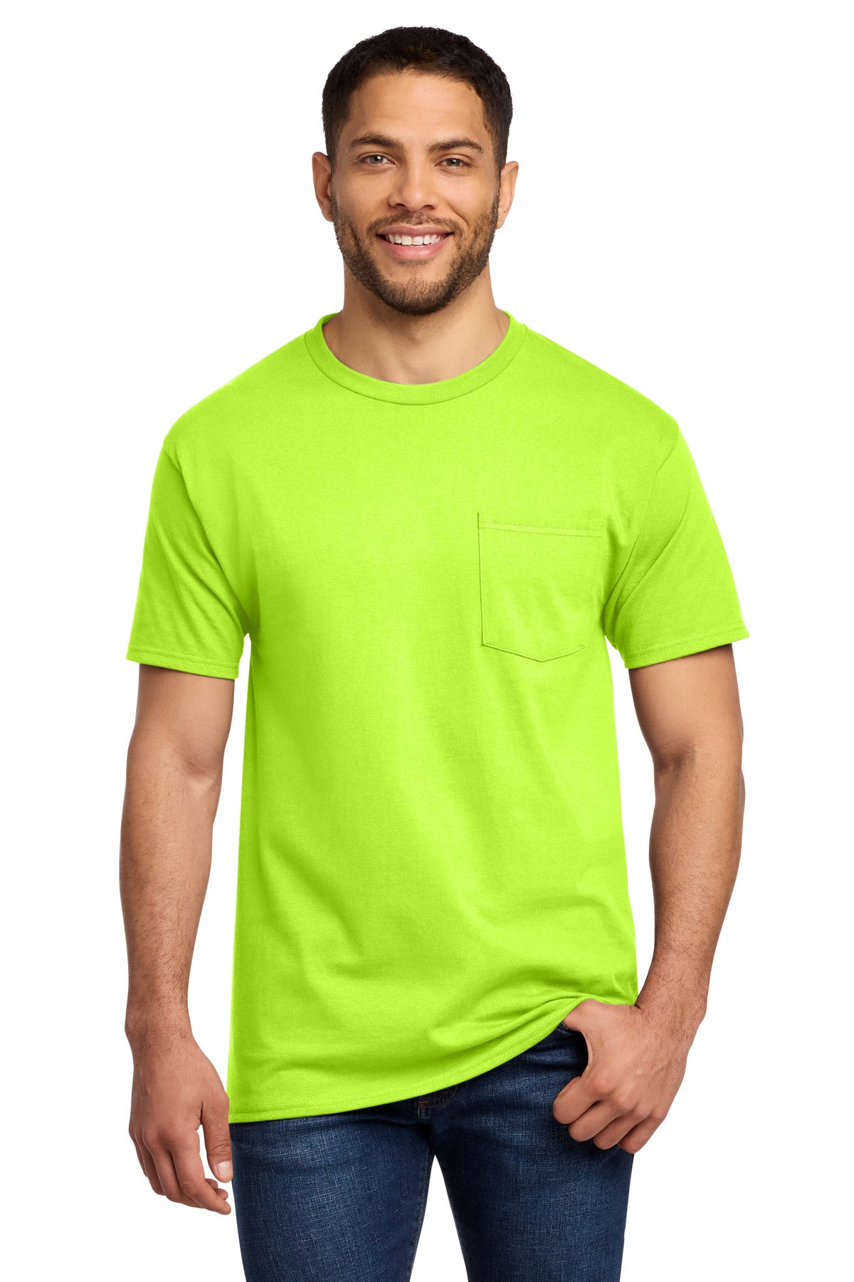 Port & Co Essential Pocket Tee. PC61P - S. Green