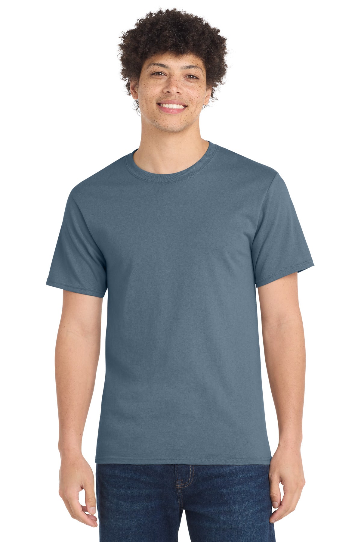 Port & Co Essential Tee. PC61 - Stonewashed Blue