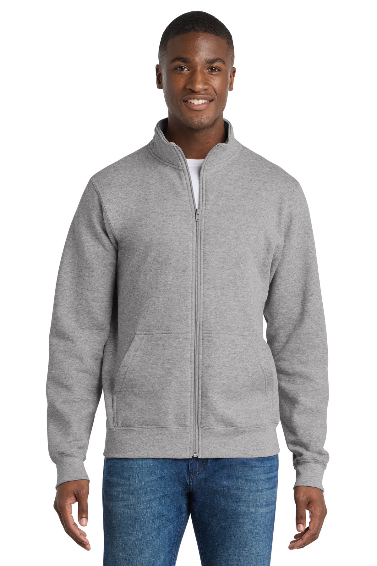 Port & Co Core Fleece Cadet Full-Zip Sweatshirt PC78FZ - Athletic Heather