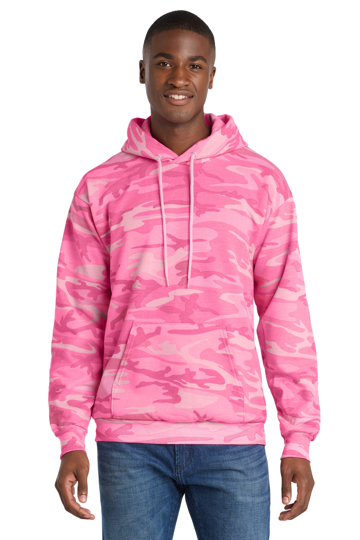 Port & Co Core Fleece Camo Pullover Hooded Sweatshirt. PC78HC - Pink Camo