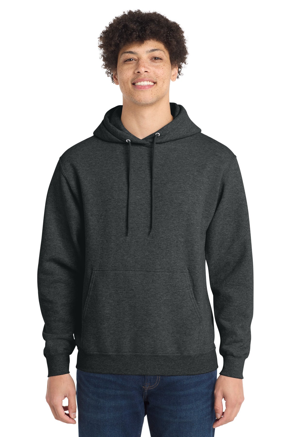 Port & Co Core Fleece Pullover Hooded Sweatshirt. PC78H - Black Heather