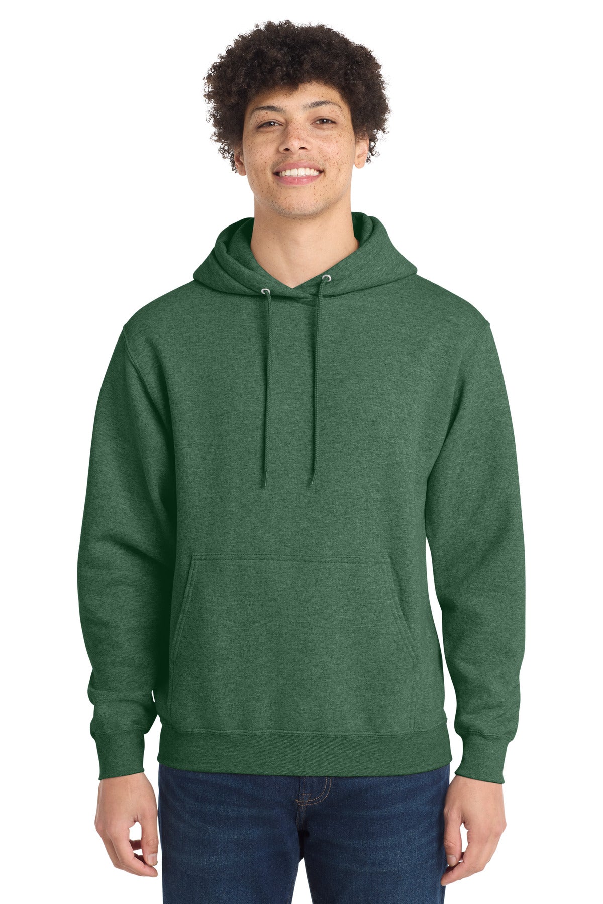 Port & Co Core Fleece Pullover Hooded Sweatshirt. PC78H - Forest Green Heather