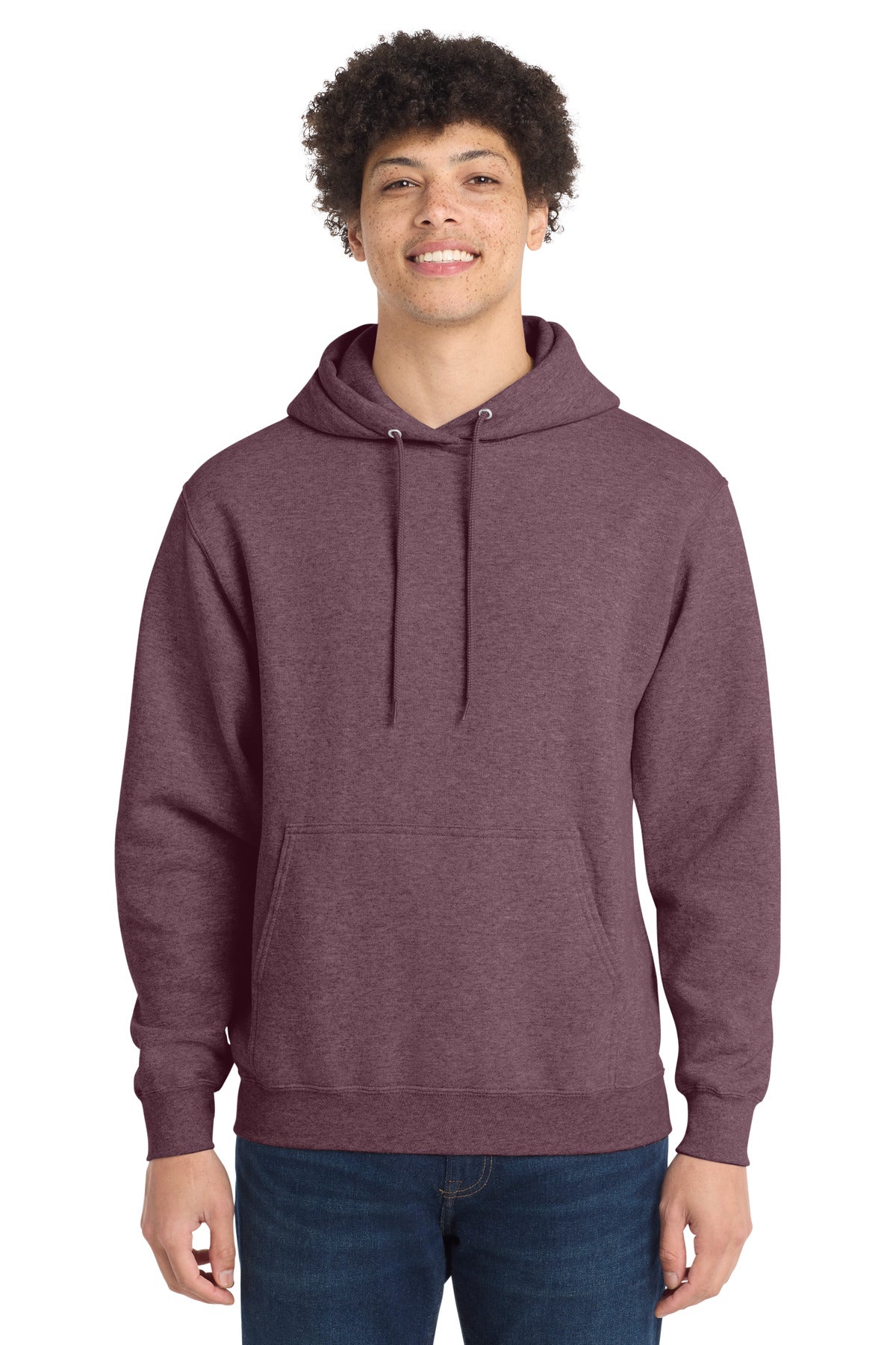 Port & Co Core Fleece Pullover Hooded Sweatshirt. PC78H - Heather Athletic Maroon