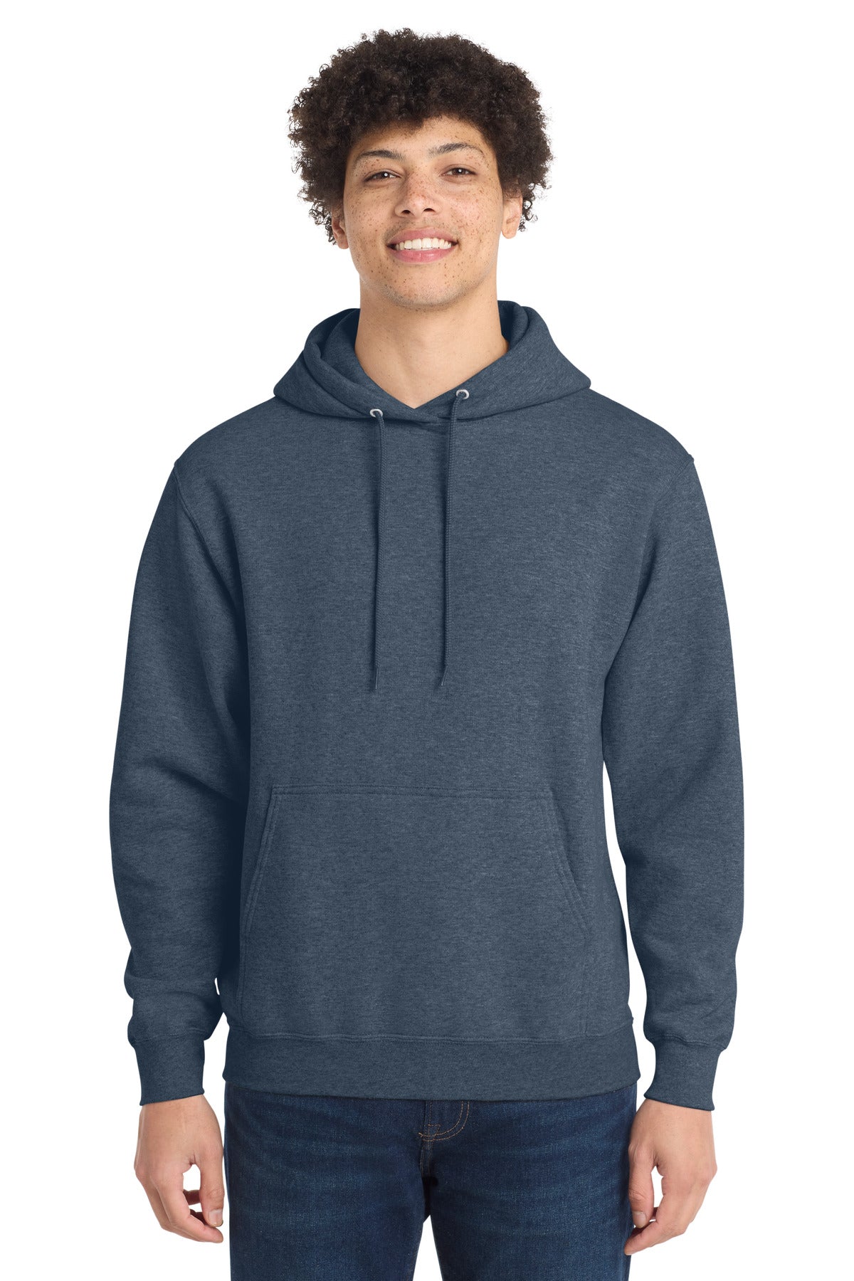 Port & Co Core Fleece Pullover Hooded Sweatshirt. PC78H - Heather Navy
