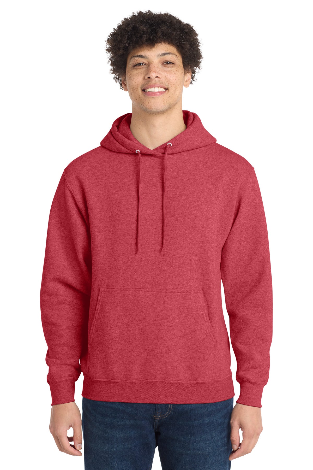 Port & Co Core Fleece Pullover Hooded Sweatshirt. PC78H - Heather Red