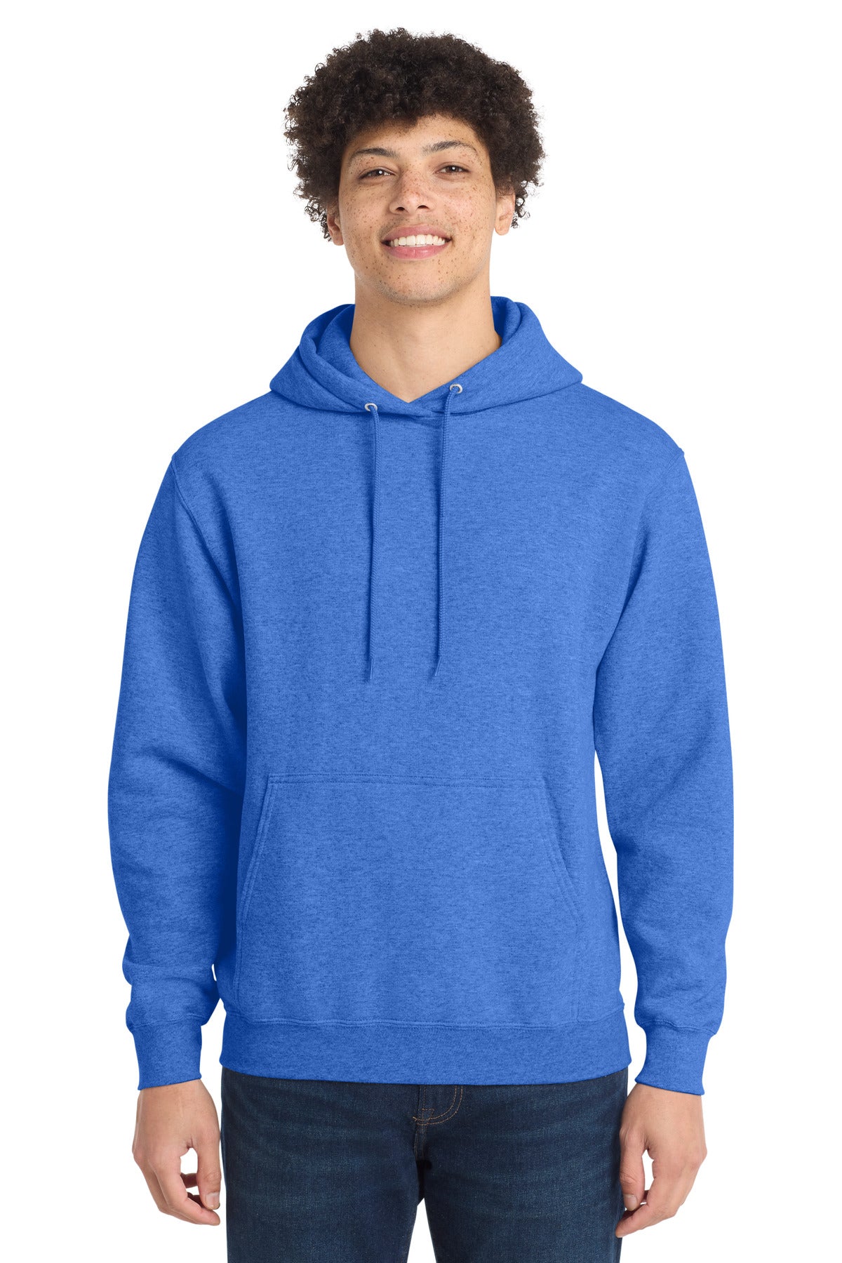 Port & Co Core Fleece Pullover Hooded Sweatshirt. PC78H - Heather Royal
