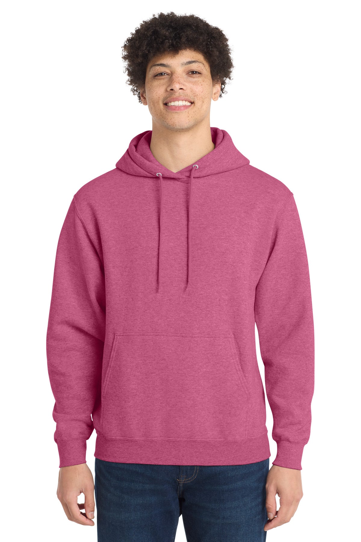 Port & Co Core Fleece Pullover Hooded Sweatshirt. PC78H - Heather Sangria