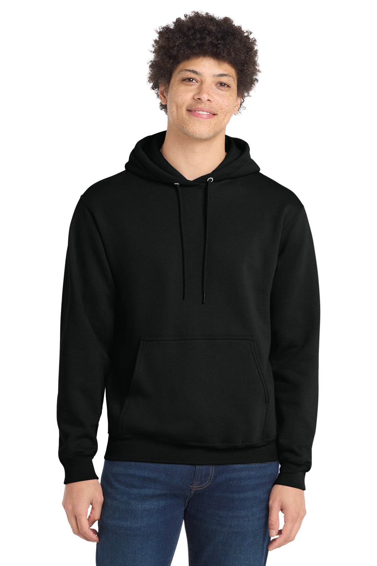 Port & Co Core Fleece Pullover Hooded Sweatshirt. PC78H - Jet Black