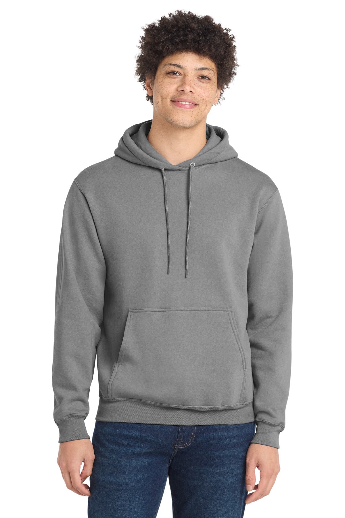 Port & Co Core Fleece Pullover Hooded Sweatshirt. PC78H - Medium Grey